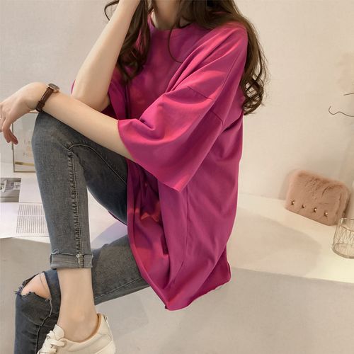 大码夏装2020新款糖果色短袖t恤女韩国ins半袖上衣服外贸女装批发