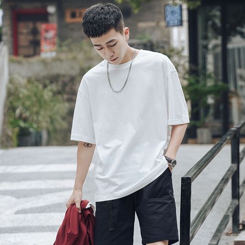 欧瑾(oujin)夏季净面t恤短袖t恤男地推便宜地摊批发衣服五分袖t恤班服